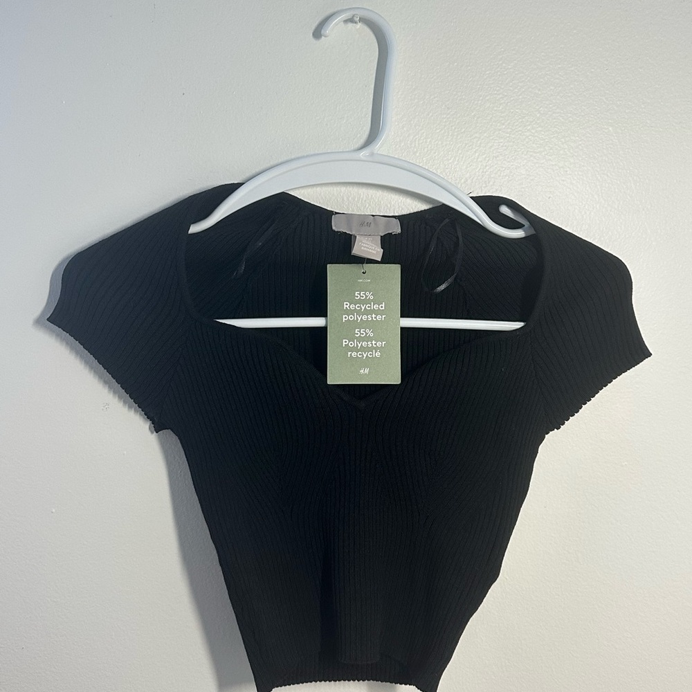 Black Ribbed Women's Top- XS